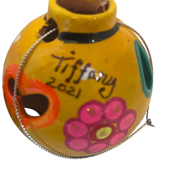 Handcrafted Cabo San Lucas Ceramic Ornament Trio With Bright Floral Designs  3" - Picture 9 of 13